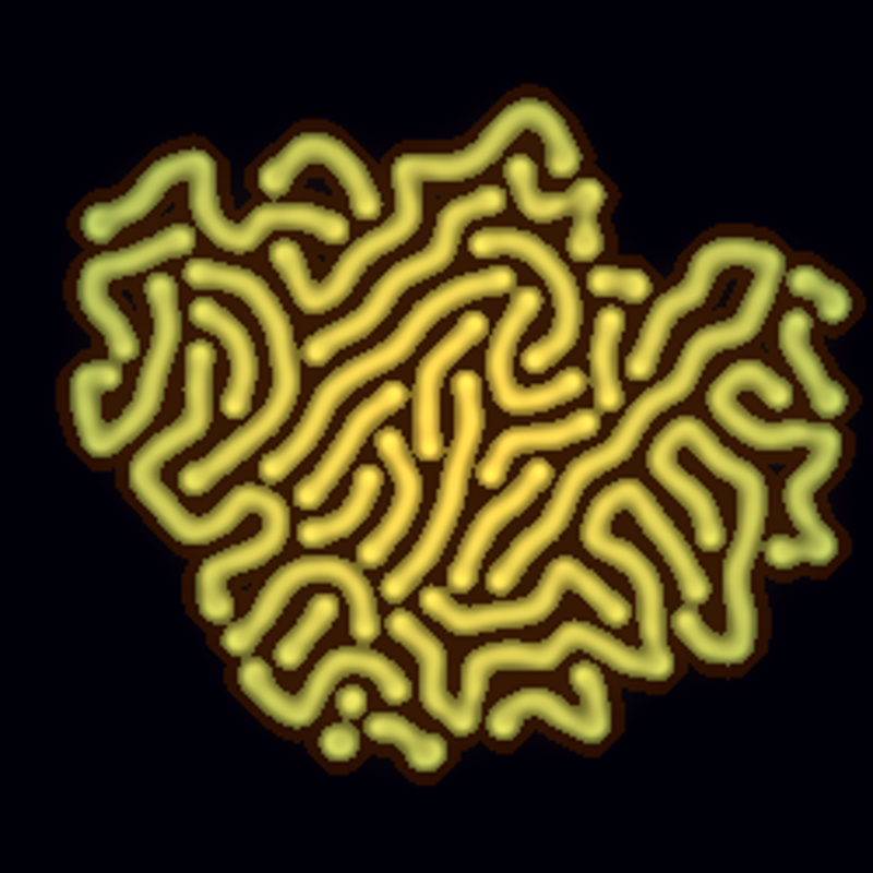 Lifeform &mdash; brain coral organism with warm golden core and bioluminescent glow